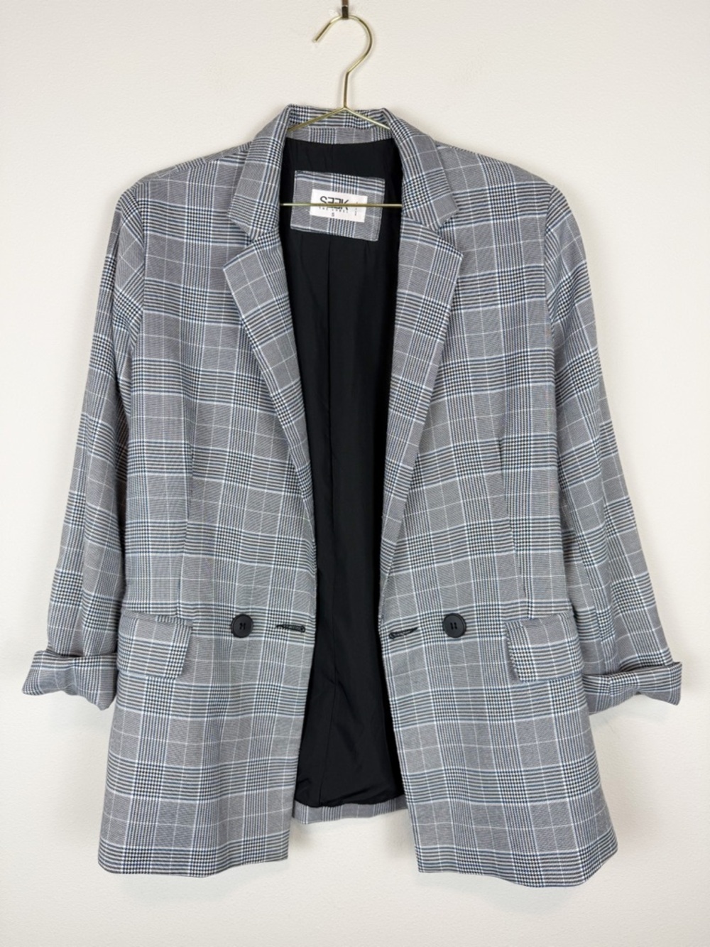 Seek the Label Gray Plaid Oversized Blazer Jacket‎ Size Small